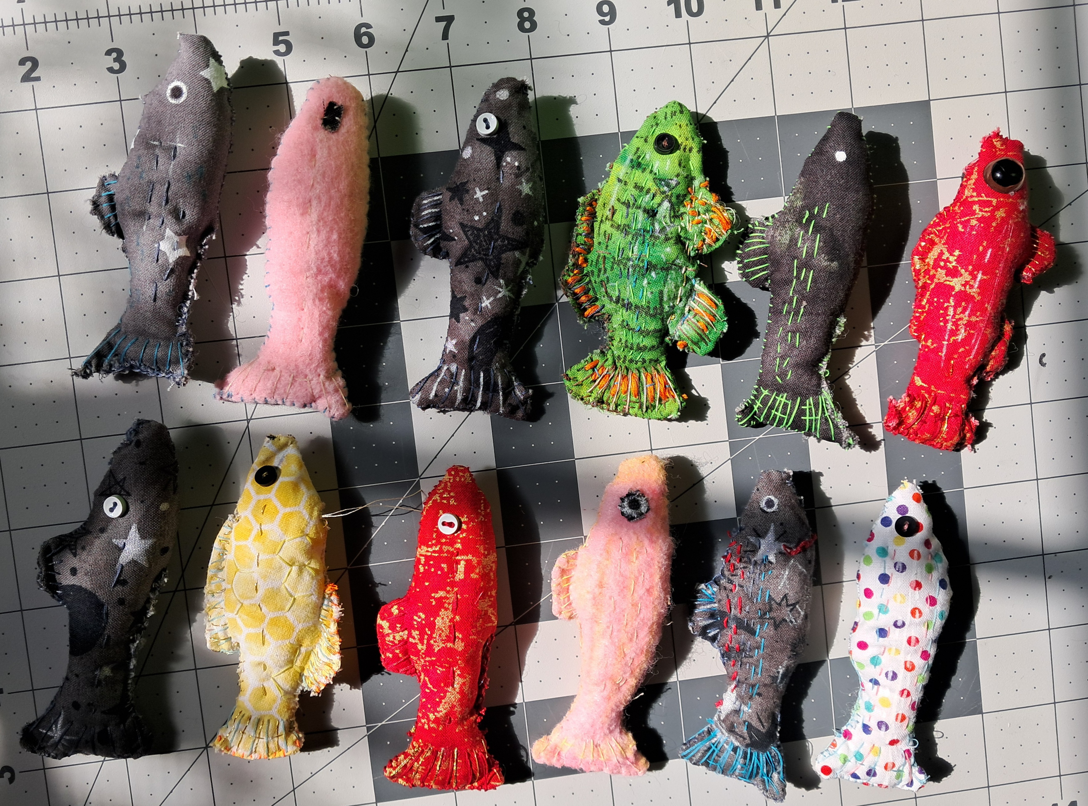 Assorted plush fish